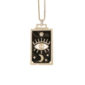 Collana dorata con ciondolo quadrato in smalto nero, occhio greco, luna e stelle - 3# Base Nera Luna Stella Occhio