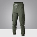 Pantalón cargo informal para hombre en verde militar con cordón y bolsillos laterales - XS / Verde Militar