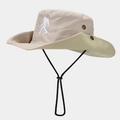 Dettaglio cappello parasole outdoor con ricamo bigfoot, occhielli e cordino regolabile - Taglia unica / Beige