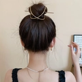 Bastoncino per capelli in metallo dorato geometrico per donna con acconciatura a chignon - Stile Geometrico Minimalista (HH2489) / Oro