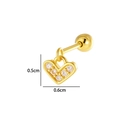 Goldener Herz-Ohrstecker mit Zirkonia-Kristallen, Größe 0,6 x 0,5 cm - Mini Herz (2640-2#) / Gold