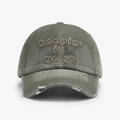 Berretto vintage verde militare con ricamo Keepin it weird ed effetto usurato - Regolabile / Verde