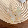 Chic butterfly hair claw with colorful mosaic acetate pattern and transparent clip - 6.5cm / Dazzling Yellow Green