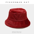 Chic red faux fur fisherman hat for women with a soft plush texture for winter warmth - M (56-58cm) / Burgundy