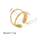 Golden stainless steel open ring with hammered texture and dual-band crossover design - Hammered Triple Row Open (NB-R2023041)