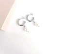 Elegant C-shape silver stainless steel earrings with baroque pearls for women - C-Shape Round Pearl / Silver