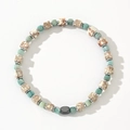 Men's natural turquoise and brown stone beaded bracelet with silver spacers and magnetic clasp - Turquoise Brown Square Bead Magnetic Clasp Bracelet (B-B24061111A)