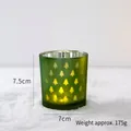 Green frosted glass Christmas tree candle holder with warm golden interior, height 7.5cm - Candle Cup H-Green Christmas Tree (7.5x7cm/175g)