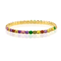 Bracelet tennis arc-en-ciel avec zircons multicolores sertis sur une monture dorée - 4mm / Or Strass Multicolore (42 Pièces)