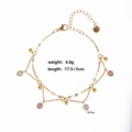 Detailed view of a gold-layered bracelet featuring pink heart zircon and metal sequins - Style 3-Pink Heart Zircon