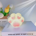 Cat paw night light with pink heart pads and cream body for kids birthday gift - Cat Paw Night Light