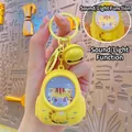 Cute yellow cat keychain pendant with glowing light and sound effect and bell charm - Backpack Night Light-Yellow Cat