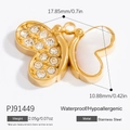 Pendentif papillon doré en acier inoxydable avec incrustation blanche, style PJ91449 - Papillon avec Zircone(PJ91449)