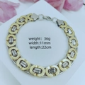 Men's two-tone gold and silver chain bracelet in 316L stainless steel, 11mm width - 11mm*22cm / Steel Gold