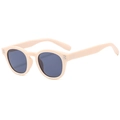 Occhiali da sole rotondi retrò crema con lenti grigie e dettagli a doppi rivetti - Beige/Lenti Grigie