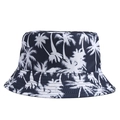 Unisex coconut tree print reversible bucket hat in navy blue for sun protection - Adult / Navy Blue