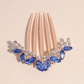Dettaglio pettine per capelli in oro rosa con cristalli blu e strass trasparenti - Pettine Ovale Blu Oro Rosa