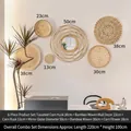 Detailed 6-piece woven wall decor set with mirror in natural seagrass and bamboo materials - Modern Minimalist Wall Decor Set 6-Piece