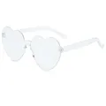 Frameless heart shaped sunglasses with transparent rimless candy jelly lens and temples - Transparent
