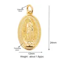 Gold-plated brass oval Virgin Mary relief pendant measuring 24mm by 12mm size - Maroon M149669-Gold Oval Mary Medal