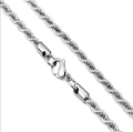 Collier chaîne torsadée en acier inoxydable argenté poli avec fermoir mousqueton - Chaîne Corde 3mm 51cm Acier