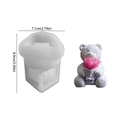 3D-Bären-Silikonform für Kerzen und Gips, 8,9 cm hoch mit Größenangaben für DIY-Projekte - Bär mit Blumenstrauß