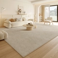 Alfombra tejida beige grande moderna y minimalista para salón con textura suave - 120×160cm / Color Sólido-01