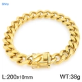 Bracciale a catena cubana in acciaio inossidabile dorato, larghezza 10mm e lunghezza 200mm - 10mm Oro