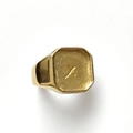 Minimalist gold stainless steel signet ring with engraved X pattern design - US 7 / Gold (No Epoxy)