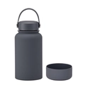 Botella deportiva de acero inoxidable gris oscuro mate con asa y base de silicona - 650ml / gris oscuro