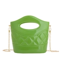 Mini limettengrüne Jelly-Beuteltasche mit Rautensteppung und goldener Kette - Grün