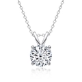 Classic 1-carat moissanite necklace in S925 sterling silver with a brilliant round cut pendant - Classic 4-Claw - Silver