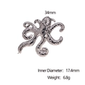 Dimensiones detalladas del anillo pulpo plateado con altura 34mm y diámetro interno 17,4mm - Color Acero