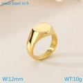 Gold heart-shaped signet ring in polished stainless steel, 12mm width, US sizes 6-9 - US 6 / Gold (KR111429-GC)