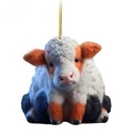 Cute cartoon cow and sheep plush car pendant with golden string for interior decor - Style I-Cow with Orange Scarf
