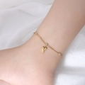 Elegante cavigliera in titanio placcato oro 18k con zirconi e ciondolo a cuore - Oro 20+5cm