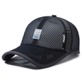 Lightweight black mesh baseball cap with Sport Fashion patch for outdoor summer activities - Adjustable / Navy Blue