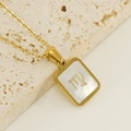 18K gold plated stainless steel Virgo constellation necklace with white shell pendant - Virgo