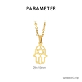 Detailed view of gold plated 18K Hamsa Hand pendant with star cutout and dimension specs - Gold Hollow Star of David Style (KP100660-Z)