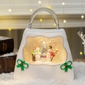 Weiße Weihnachtsschneekugel Laterne mit Schneemanngruppe und warmem LED-Lichteffekt - Schneemann Familie Stil / Weiß