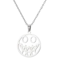 Punk style silver necklace with hollow evil smile pendant on stainless steel chain - Skeleton Smile Style (793 Steel)