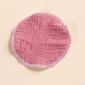 Nahaufnahme des rosa dreilagigen Stilleinsatzes mit dichter Overlock-Kante aus Baumwolle - Korallenrosa (7)