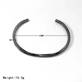 Minimalist black stainless steel open C-shape cuff bracelet with twisted design details - Black