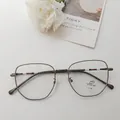 Retro black and gold metal square eyeglass frames with striped temple tips and blue light protection - Black Frame