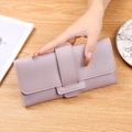 Three-fold tricolor wallet in dusty pink faux leather with elegant cross pattern texture - Light Purple