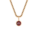 Rose gold box chain necklace featuring a round red crystal birthstone pendant charm - January Red - Rose Gold