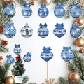 Weihnachts-Diamantmalerei-Gartenstecker in Blau und Weiß mit Schneeflocken und Schleifen - ZSB-6 (Eisblaue Schneeflocke Serie)