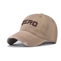 Khaki cotton baseball cap with ZERO embroidery and vintage distressed torn brim - Adjustable / Khaki