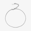 Elegant 925 sterling silver rectangular link bracelet with adjustable lobster clasp - Silver-Bracelet