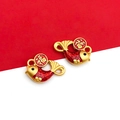 Golden koi fish charm with red enamel and Chinese character Fu for DIY jewelry making - 1pc Chinese Style Koi Fish with Fu Character Charm-14x17mm